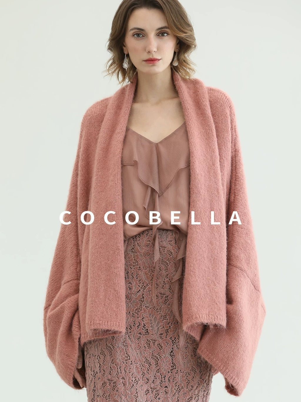 COCOBELLA Cozy Thick Loose Fit Batwing Sleeves Office Open Front Knit Cardigan Sweater