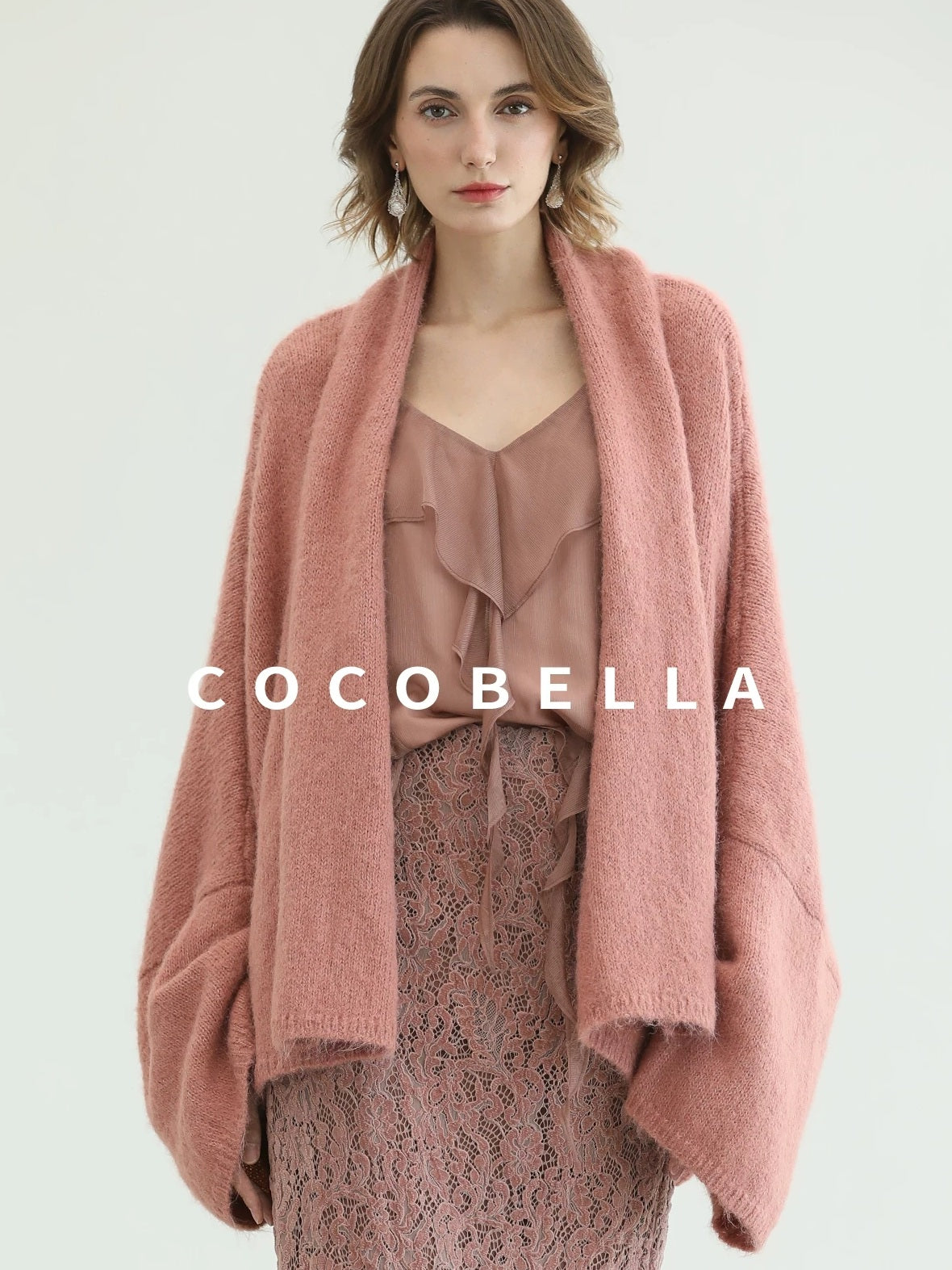 COCOBELLA Cozy Thick Loose Fit Batwing Sleeves Office Open Front Knit Cardigan Sweater