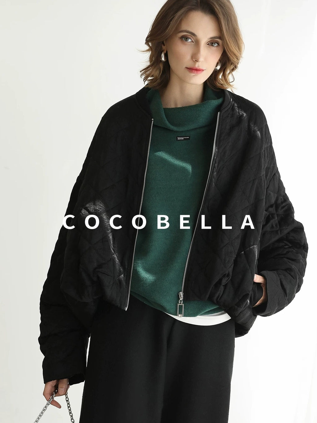 COCOBELLA Cozy Thick Oversized Drop Shoulder Street Style Turtleneck Knit Womens Sweater