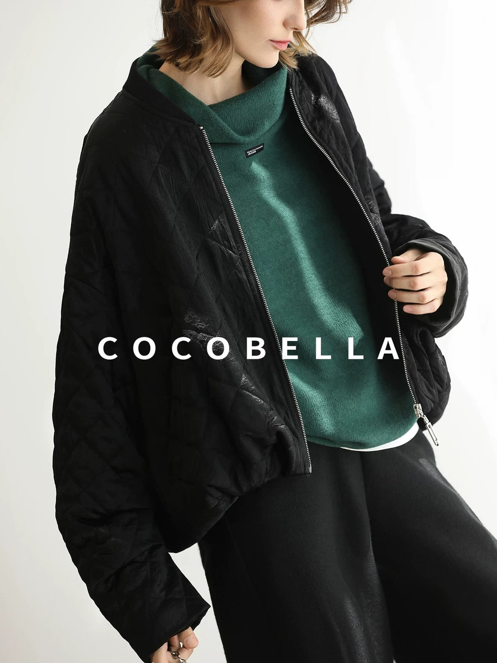 COCOBELLA Cozy Thick Oversized Drop Shoulder Street Style Turtleneck Knit Womens Sweater