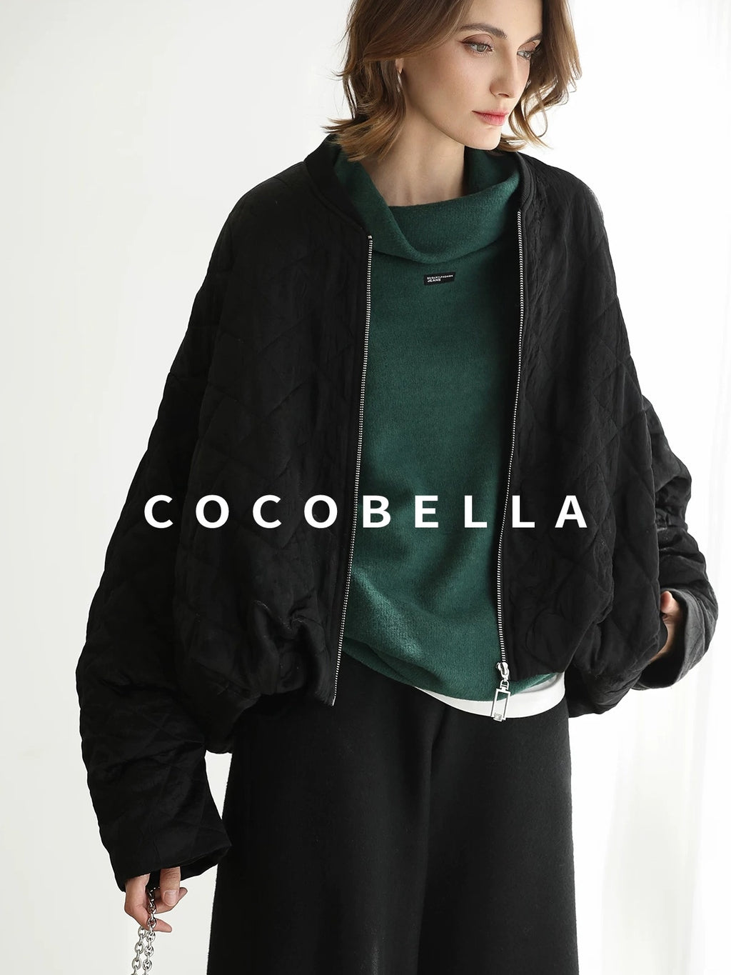 COCOBELLA Cozy Thick Oversized Drop Shoulder Street Style Turtleneck Knit Womens Sweater