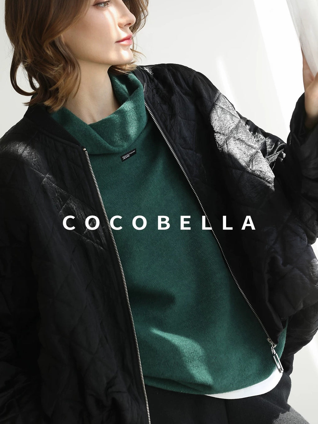 COCOBELLA Cozy Thick Oversized Drop Shoulder Street Style Turtleneck Knit Womens Sweater