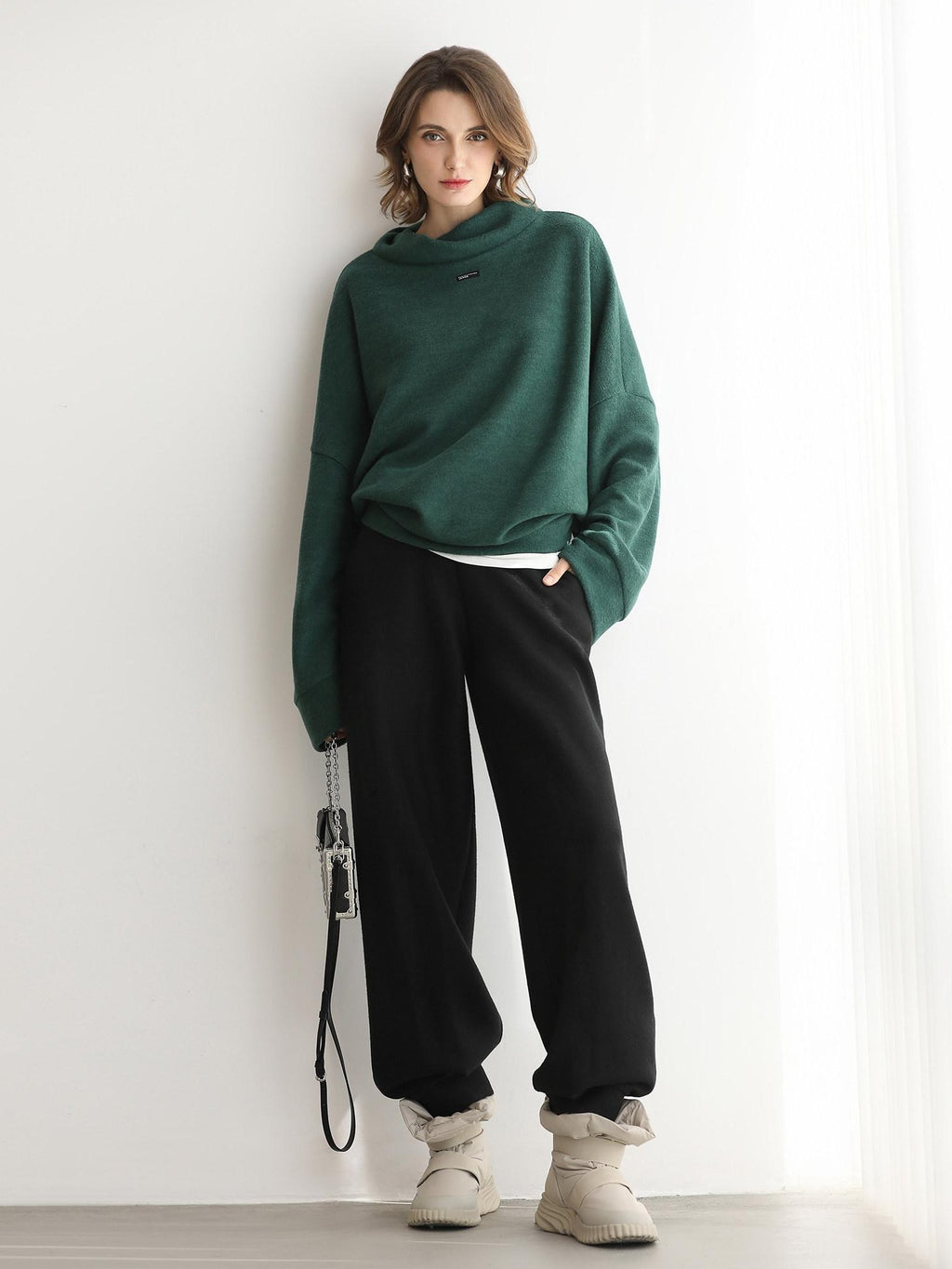 COCOBELLA Cozy Thick Oversized Drop Shoulder Street Style Turtleneck Knit Womens Sweater