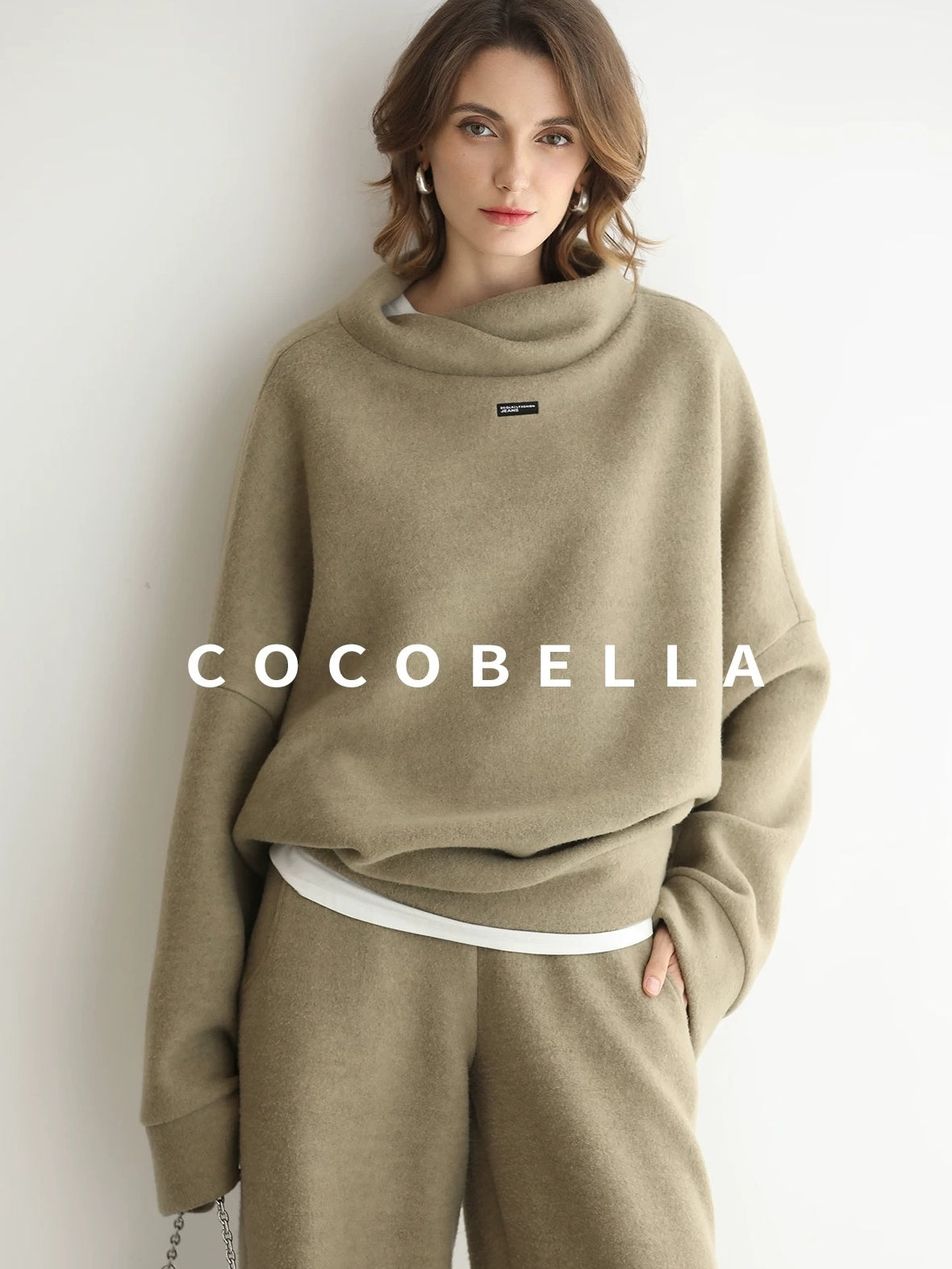 COCOBELLA Cozy Thick Oversized Turtleneck Drop Shoulder Street Casual Pullover Sweater