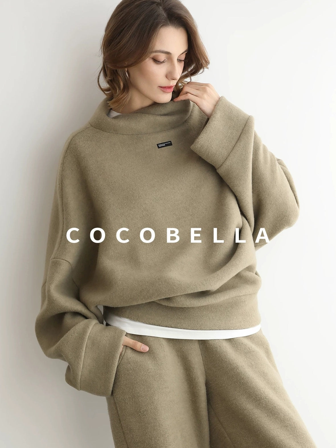 COCOBELLA Cozy Thick Oversized Turtleneck Drop Shoulder Street Casual Pullover Sweater