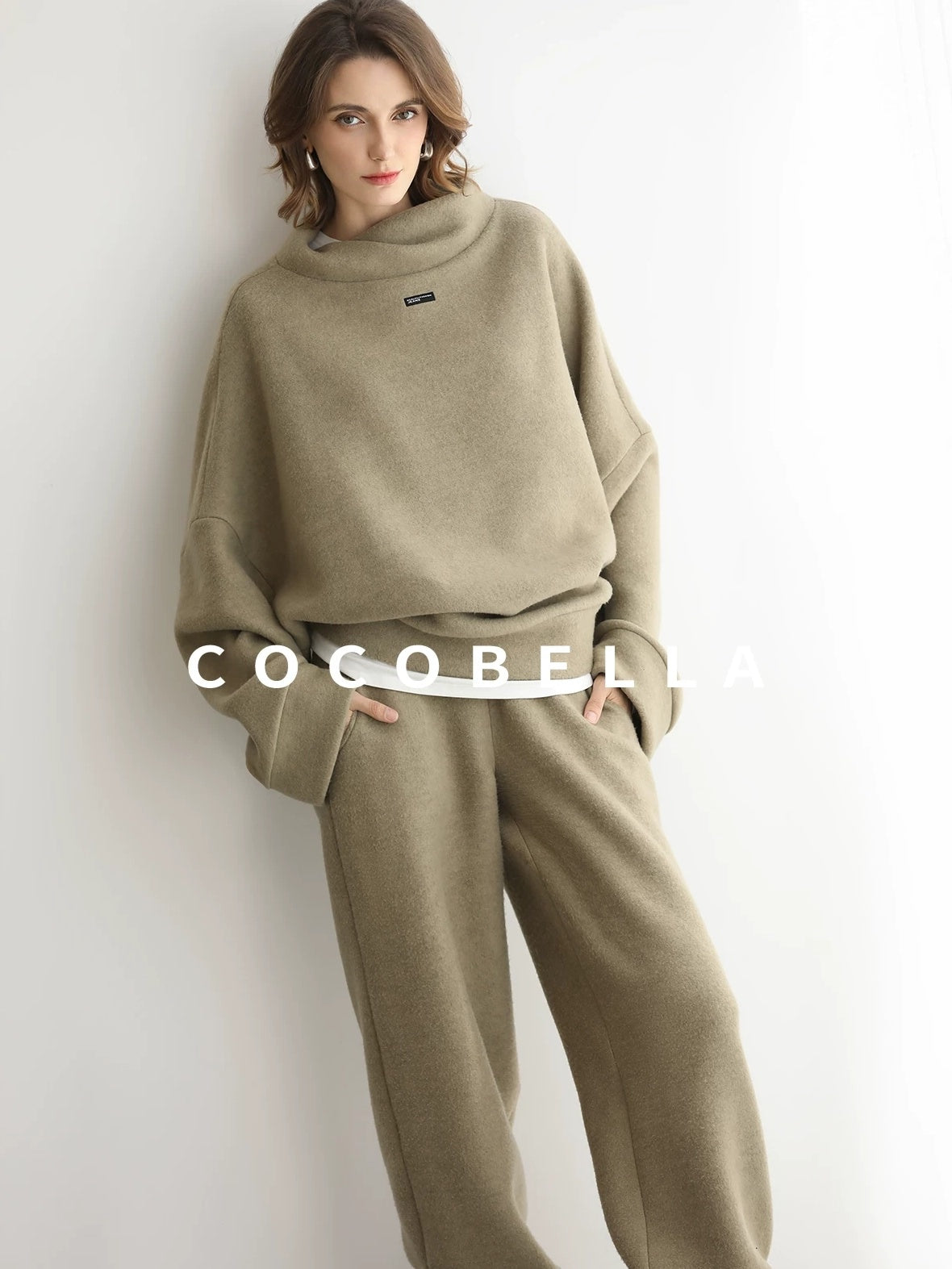 COCOBELLA Cozy Thick Oversized Turtleneck Drop Shoulder Street Casual Pullover Sweater