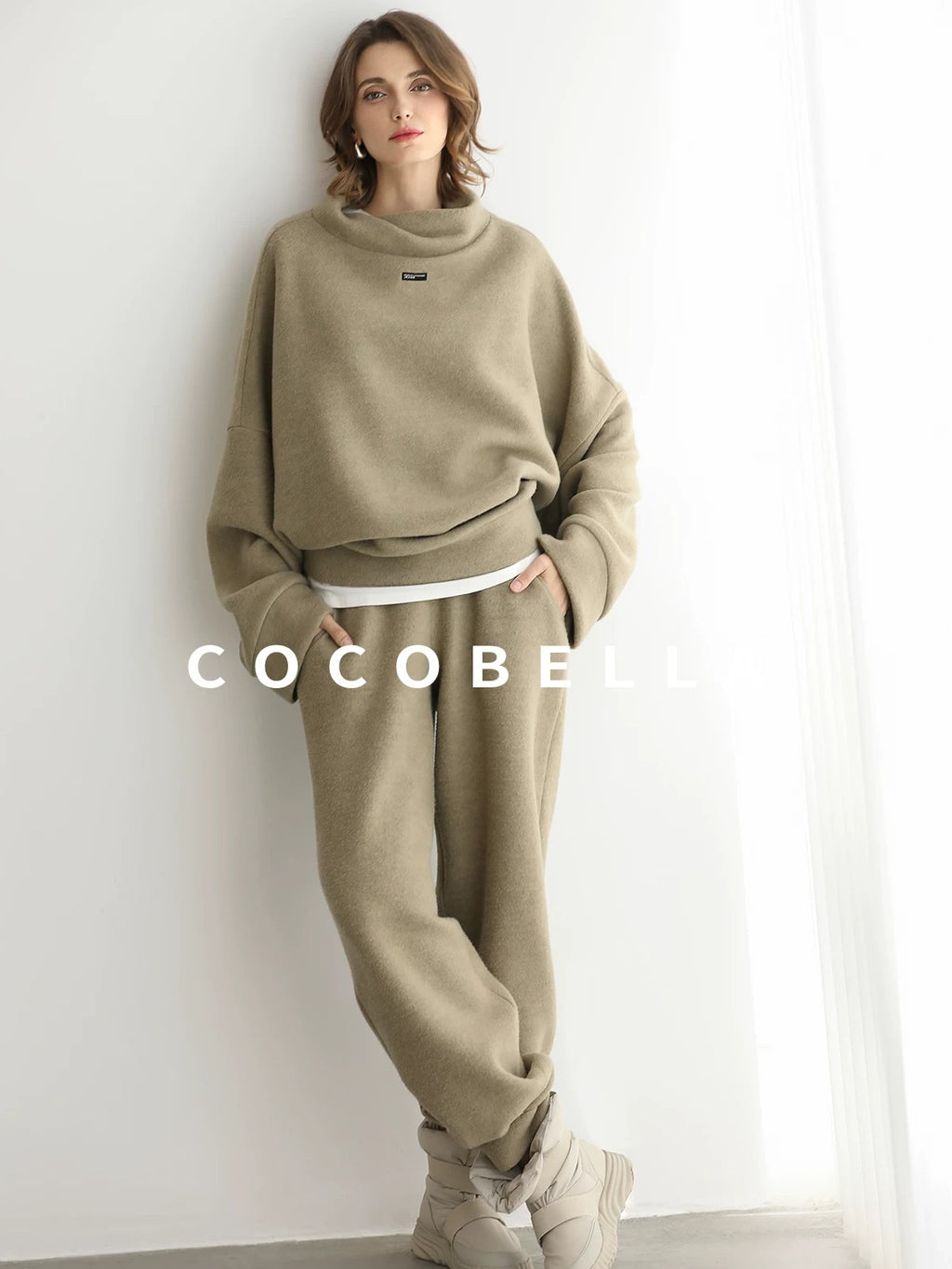 COCOBELLA Cozy Thick Oversized Turtleneck Drop Shoulder Street Casual Pullover Sweater