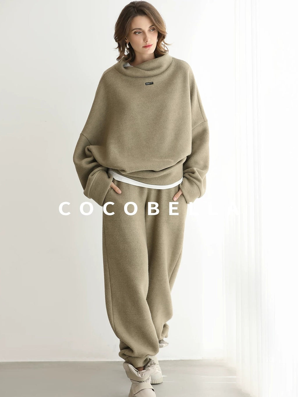 COCOBELLA Cozy Thick Oversized Turtleneck Drop Shoulder Street Casual Pullover Sweater
