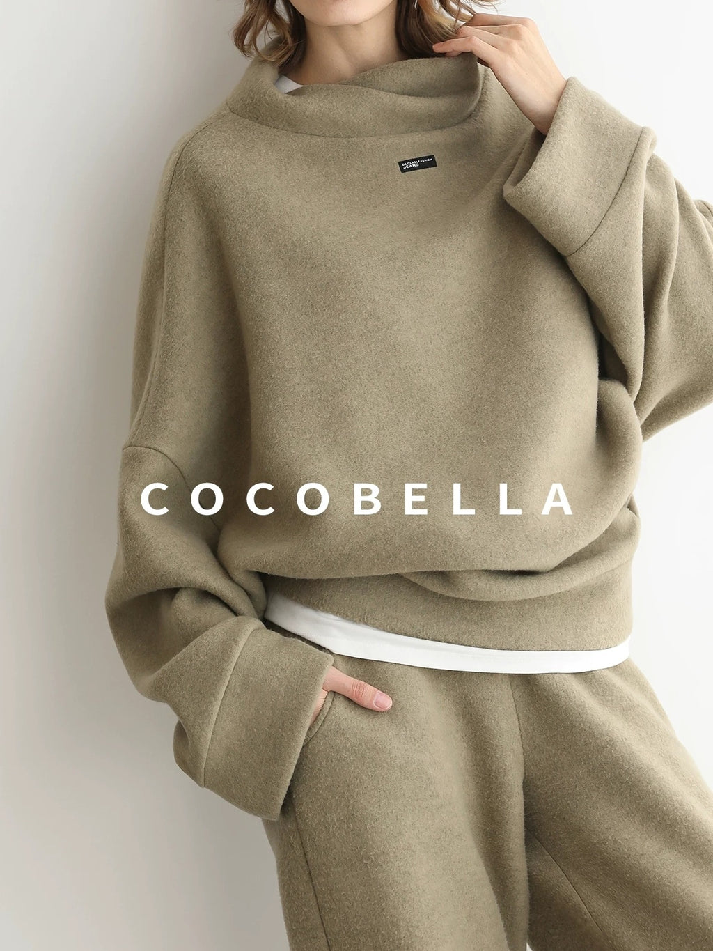 COCOBELLA Cozy Thick Oversized Turtleneck Drop Shoulder Street Casual Pullover Sweater