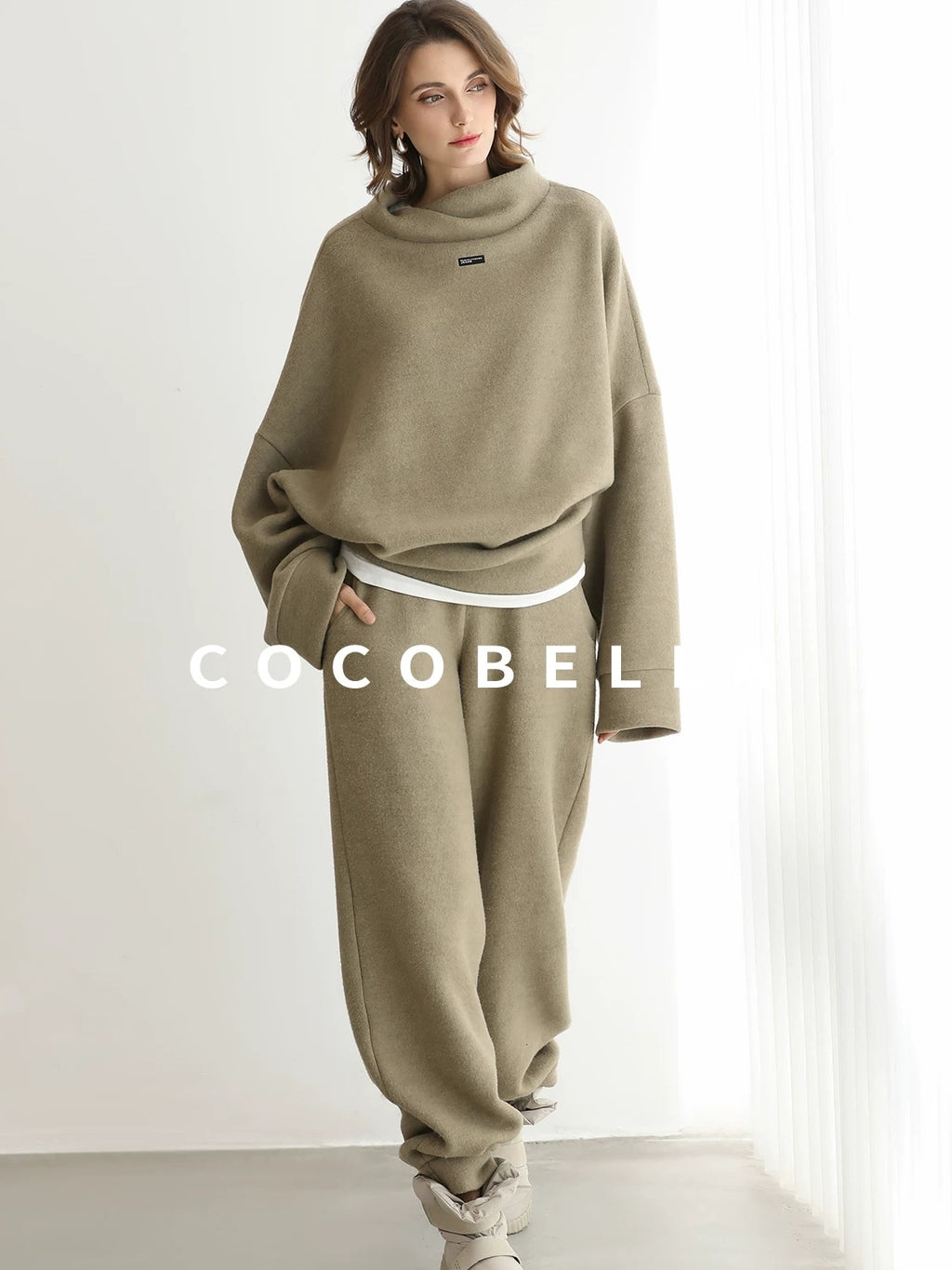 COCOBELLA Cozy Thick Oversized Turtleneck Drop Shoulder Street Casual Pullover Sweater
