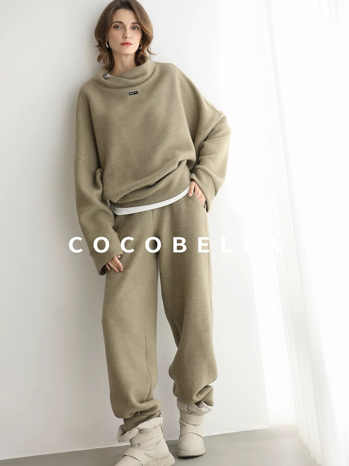 COCOBELLA Cozy Thick Oversized Turtleneck Drop Shoulder Street Casual Pullover Sweater