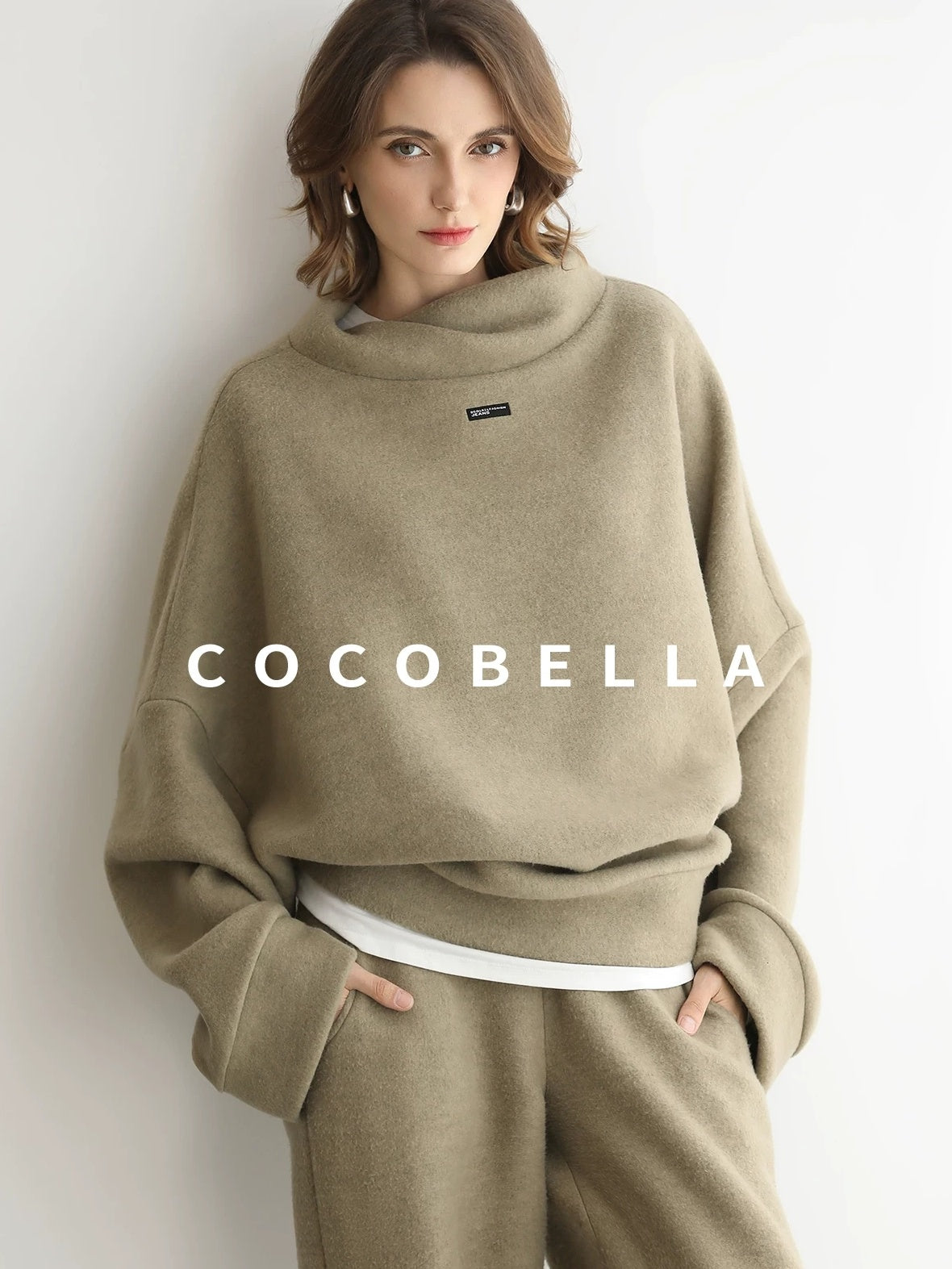 COCOBELLA Cozy Thick Oversized Turtleneck Drop Shoulder Street Casual Pullover Sweater