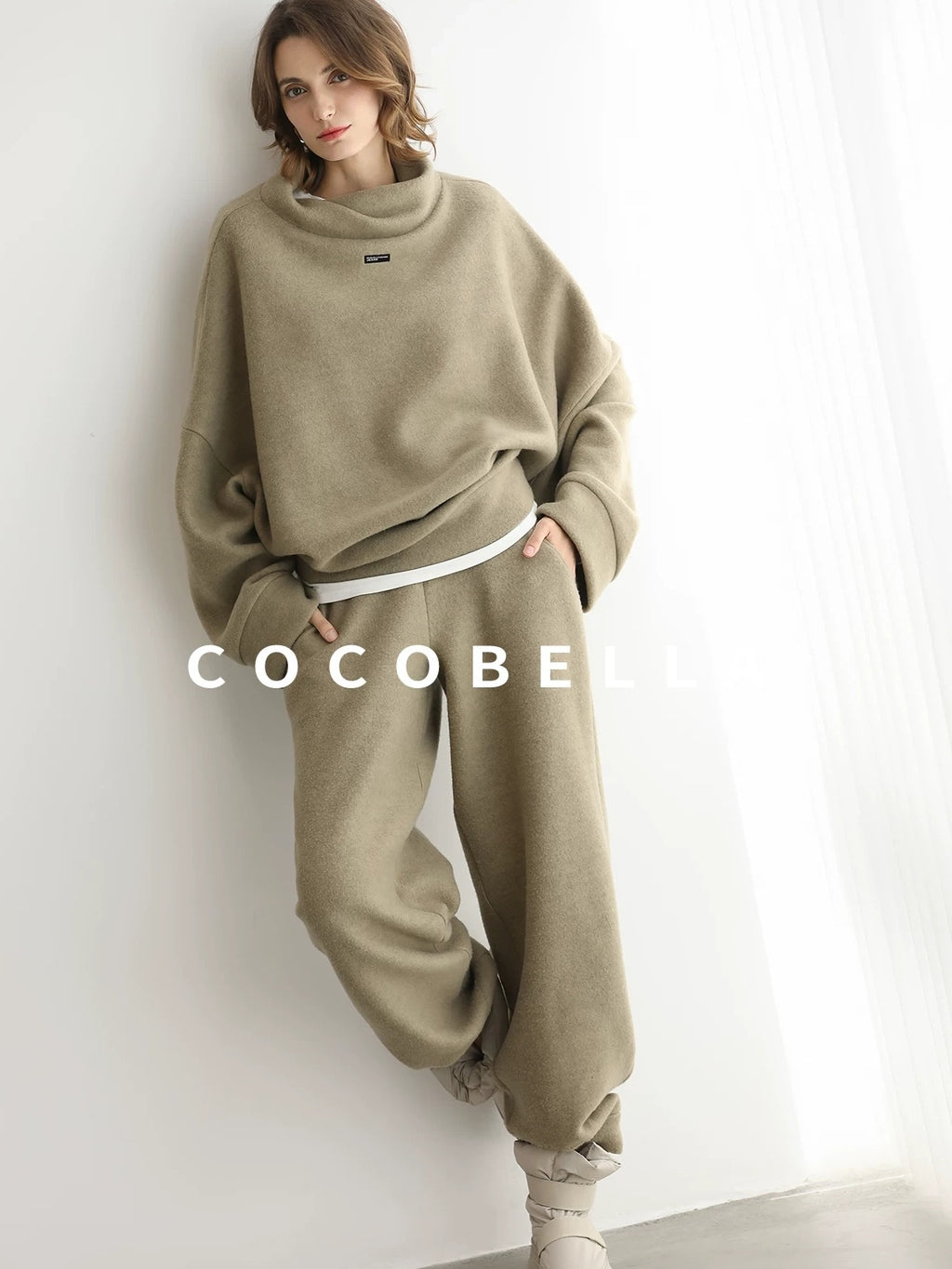 COCOBELLA Cozy Thick Oversized Turtleneck Drop Shoulder Street Casual Pullover Sweater