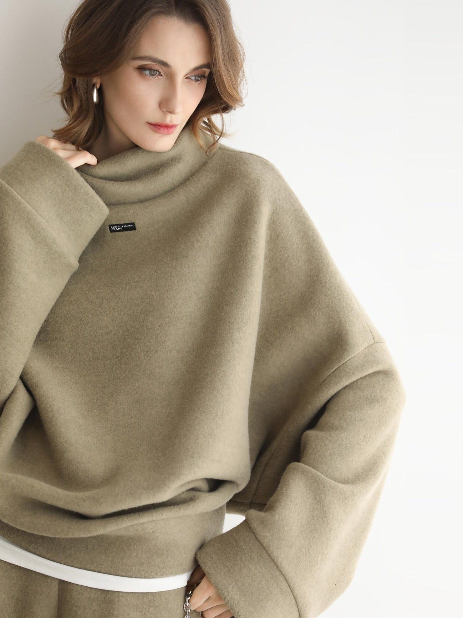 COCOBELLA Cozy Thick Oversized Turtleneck Drop Shoulder Street Casual Pullover Sweater