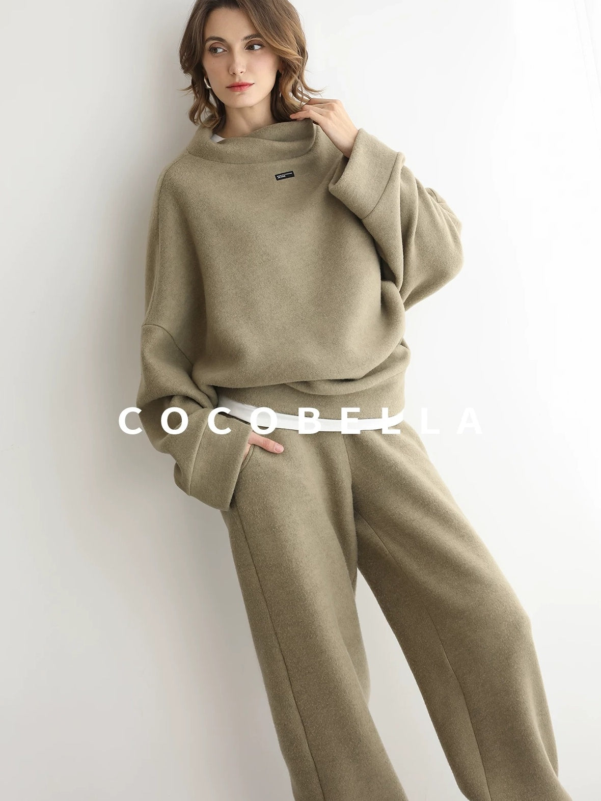 COCOBELLA Cozy Thick Oversized Turtleneck Drop Shoulder Street Casual Pullover Sweater