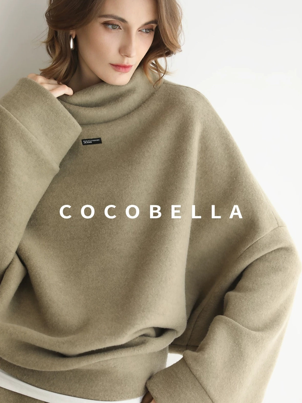 COCOBELLA Cozy Thick Oversized Turtleneck Drop Shoulder Street Casual Pullover Sweater