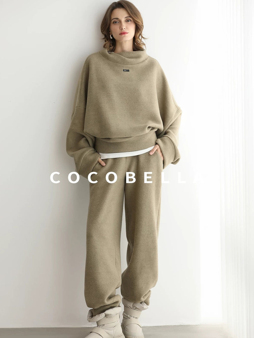 COCOBELLA Cozy Thick Oversized Turtleneck Drop Shoulder Street Casual Pullover Sweater
