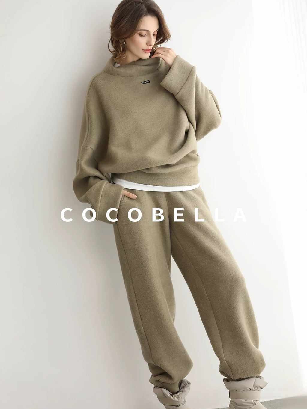 COCOBELLA Cozy Thick Oversized Turtleneck Drop Shoulder Street Casual Pullover Sweater