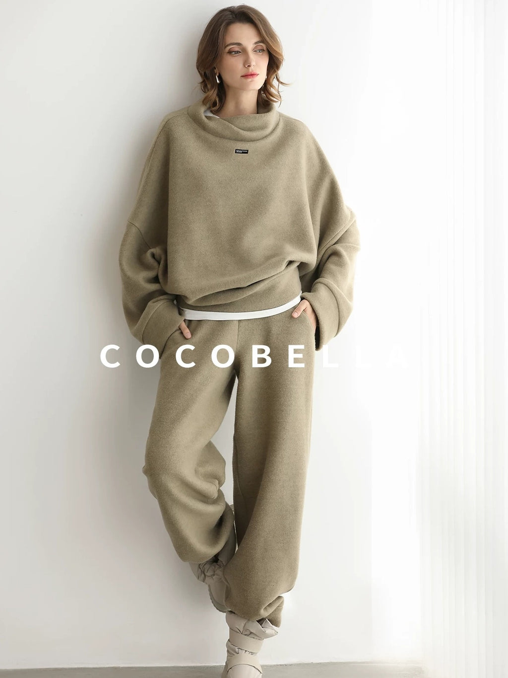 COCOBELLA Cozy Thick Oversized Turtleneck Drop Shoulder Street Casual Pullover Sweater