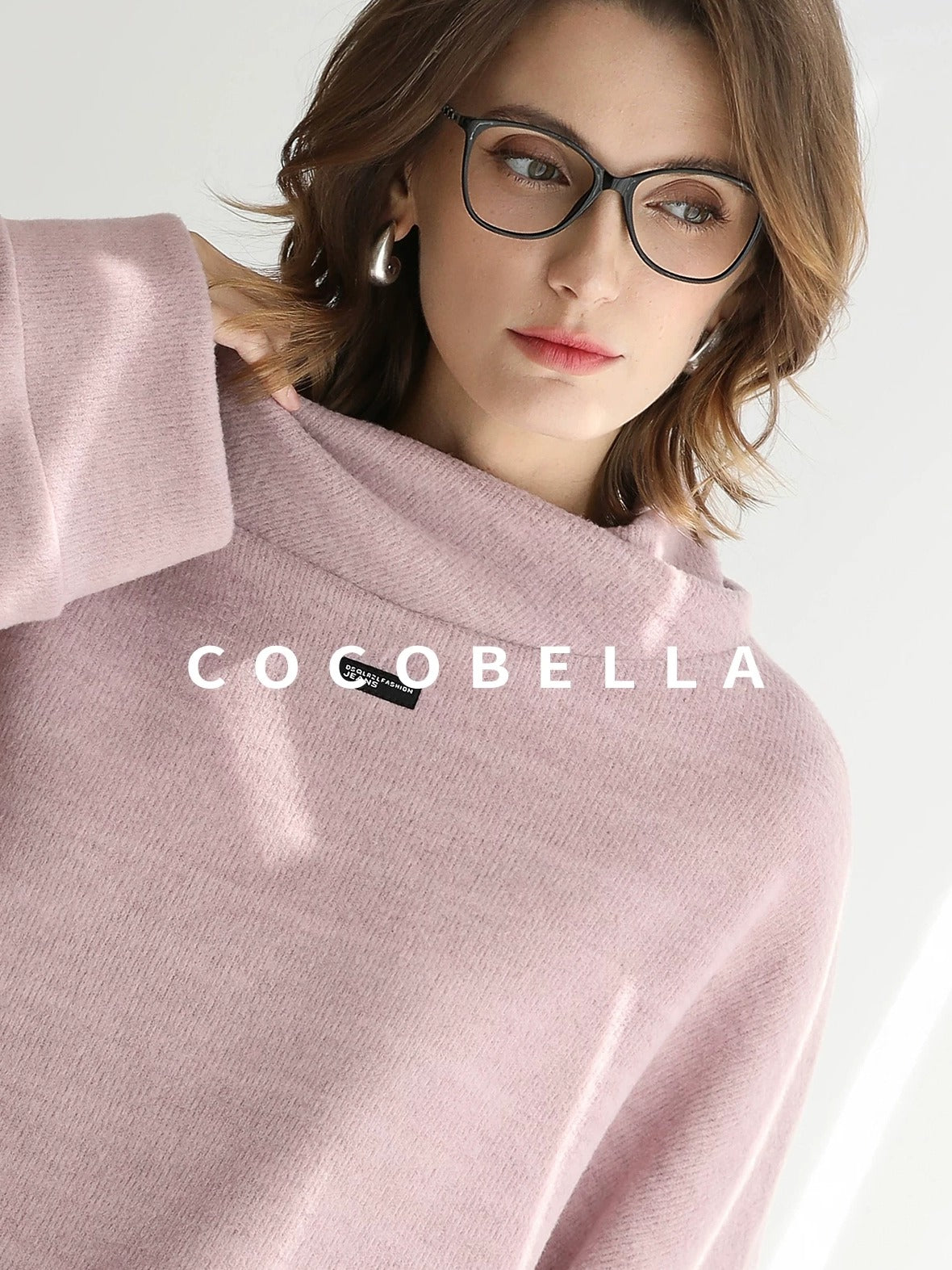 COCOBELLA Cozy Thick Pullover Stand Collar Loose Drop Shoulder Long Sleeve Street Sweatshirts