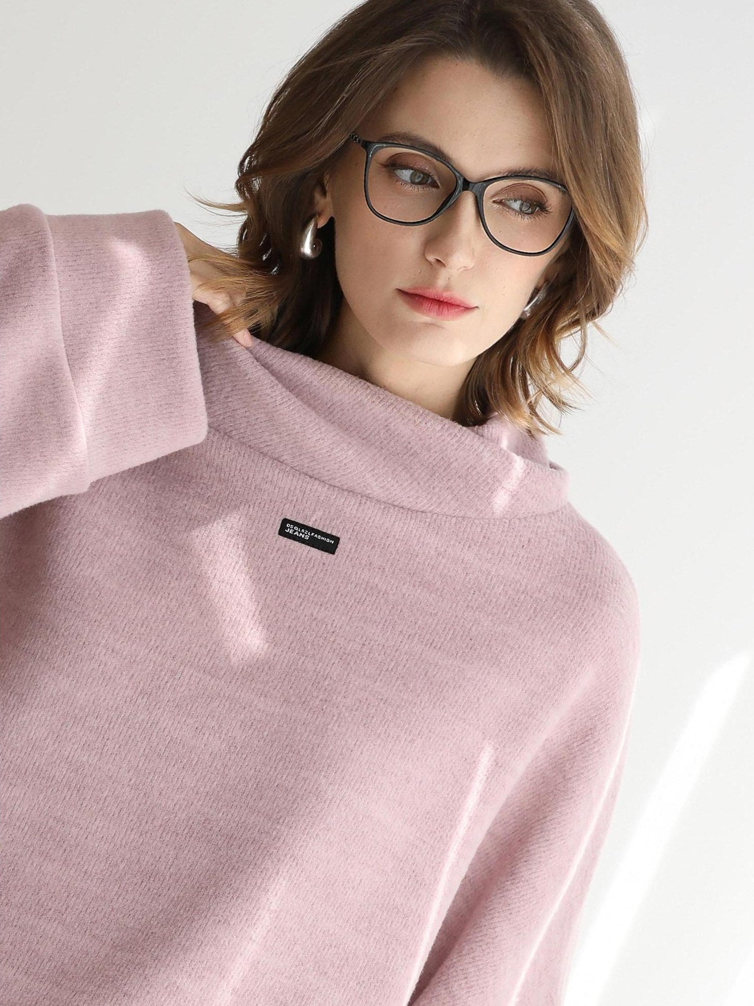 COCOBELLA Cozy Thick Pullover Stand Collar Loose Drop Shoulder Long Sleeve Street Sweatshirts