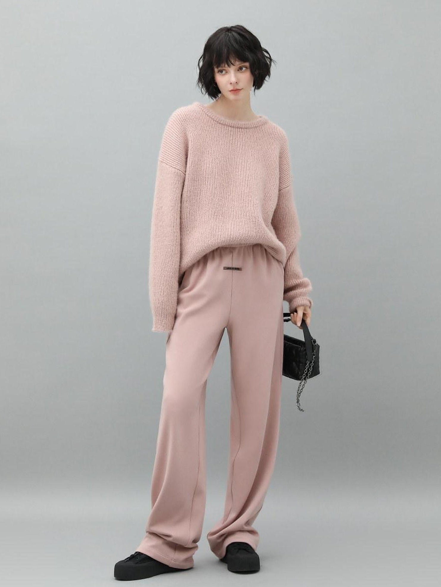 COCOBELLA Cozy Thick Pullover Sweet Straight Fit Crew Neck Blush Pink Knit Sweater