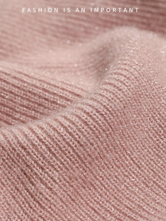 COCOBELLA Cozy Thick Pullover Sweet Straight Fit Crew Neck Blush Pink Knit Sweater