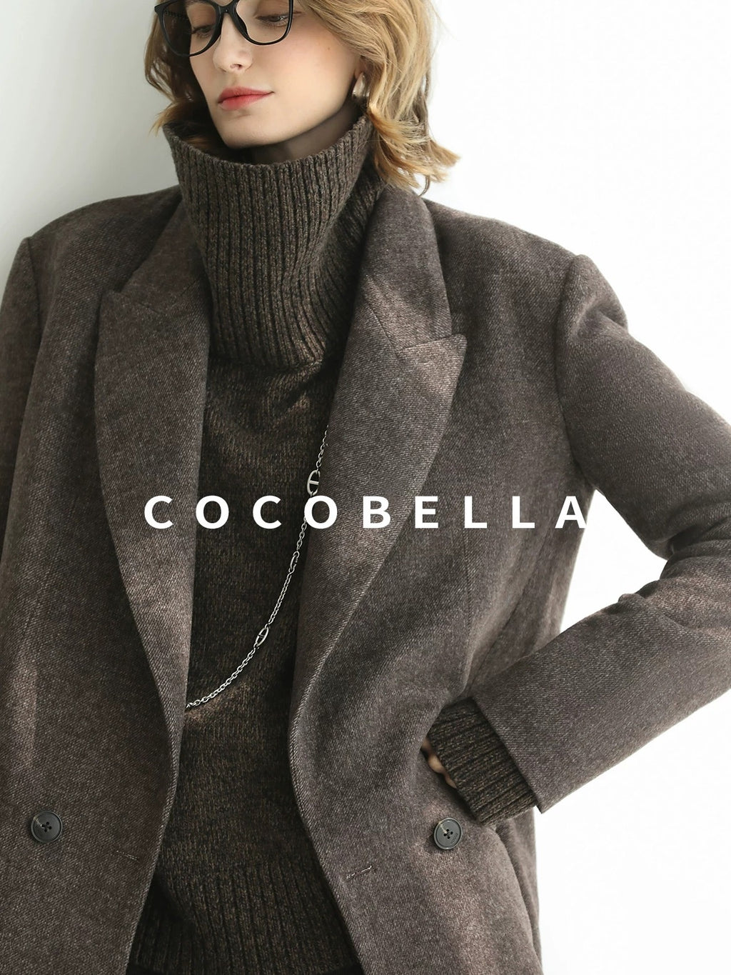COCOBELLA Cozy Thick Relaxed Fit Slub Knit Women Office Turtleneck Sweater