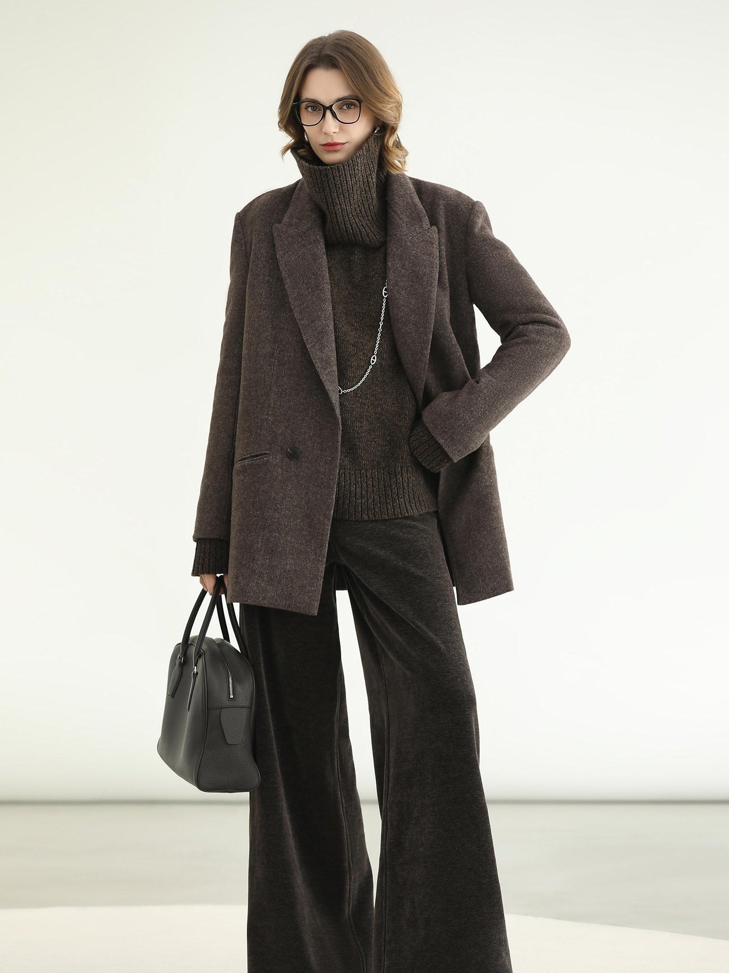 COCOBELLA Cozy Thick Relaxed Fit Slub Knit Women Office Turtleneck Sweater