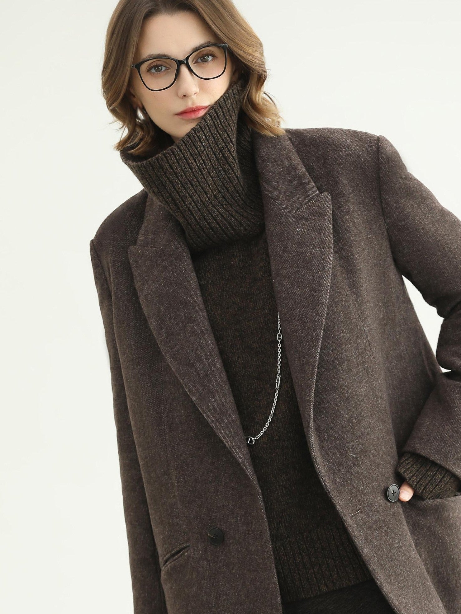 COCOBELLA Cozy Thick Relaxed Fit Slub Knit Women Office Turtleneck Sweater