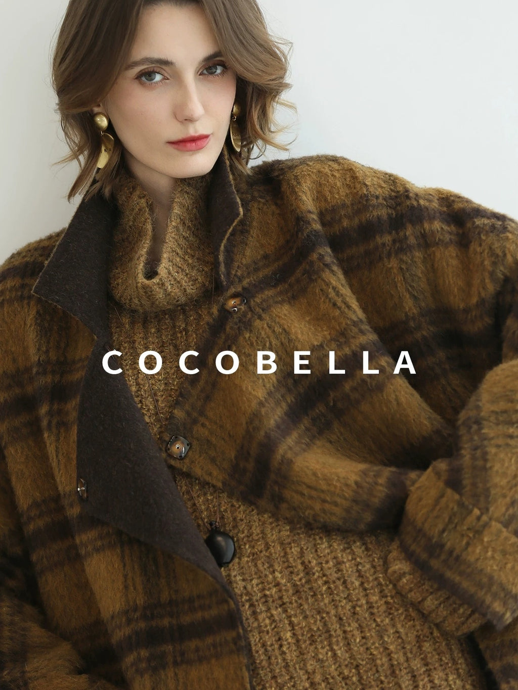 COCOBELLA Cozy Thick Ribbed Fancy Yarn Loose Fit Office Turtleneck Knit Sweater