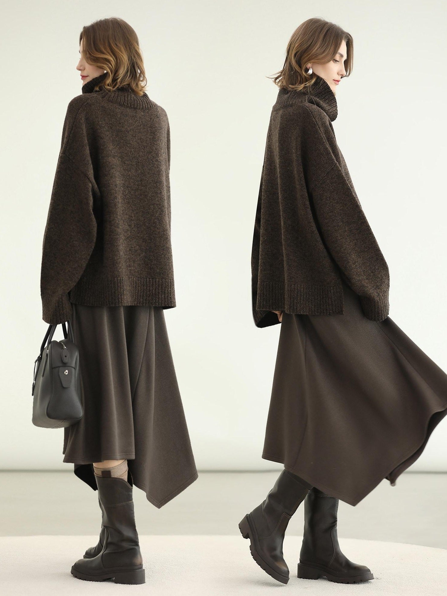 COCOBELLA Cozy Thick Turtleneck Relaxed Fit Commuter Office Knit Wool Blend Sweater