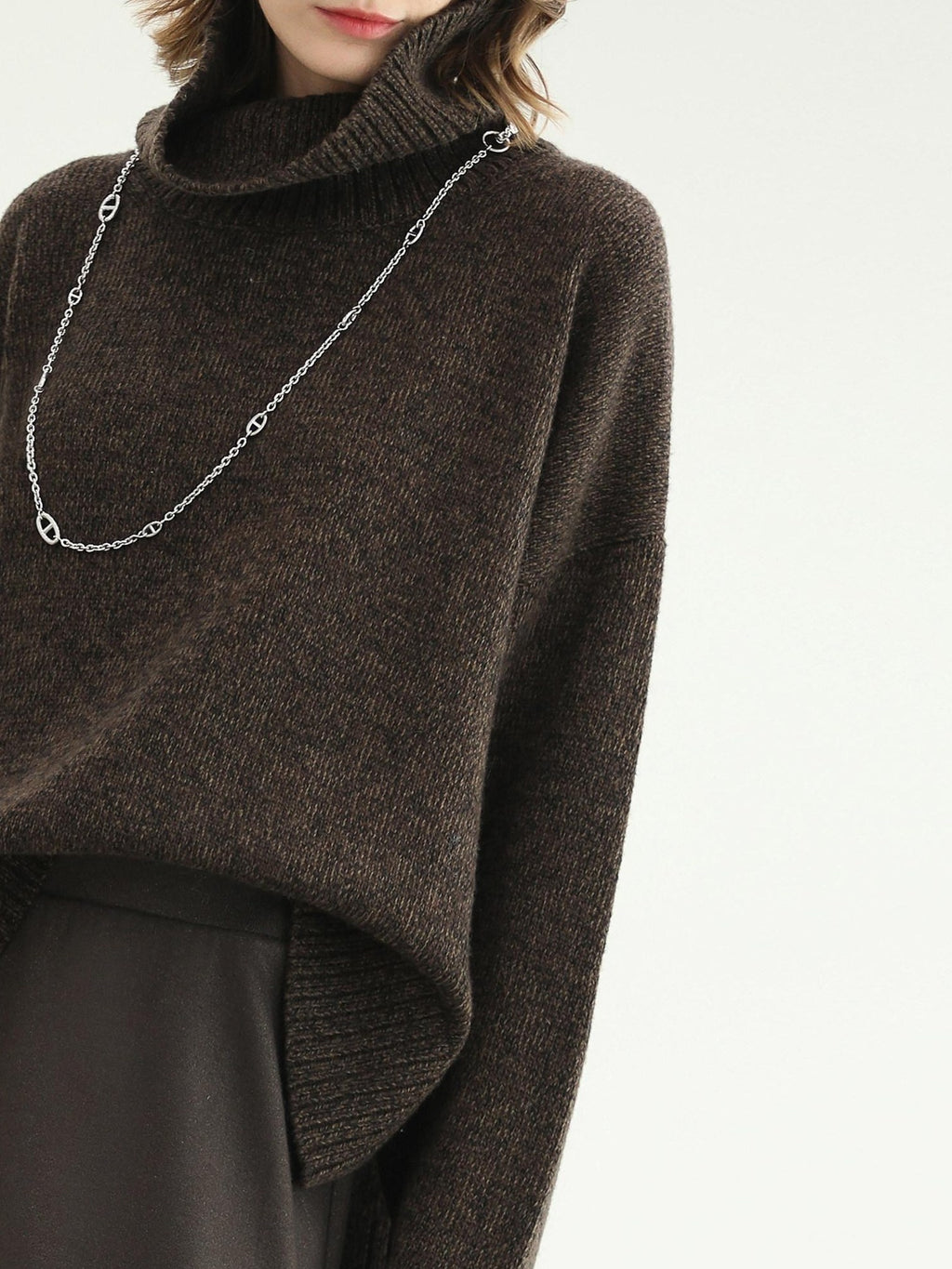 COCOBELLA Cozy Thick Turtleneck Relaxed Fit Commuter Office Knit Wool Blend Sweater