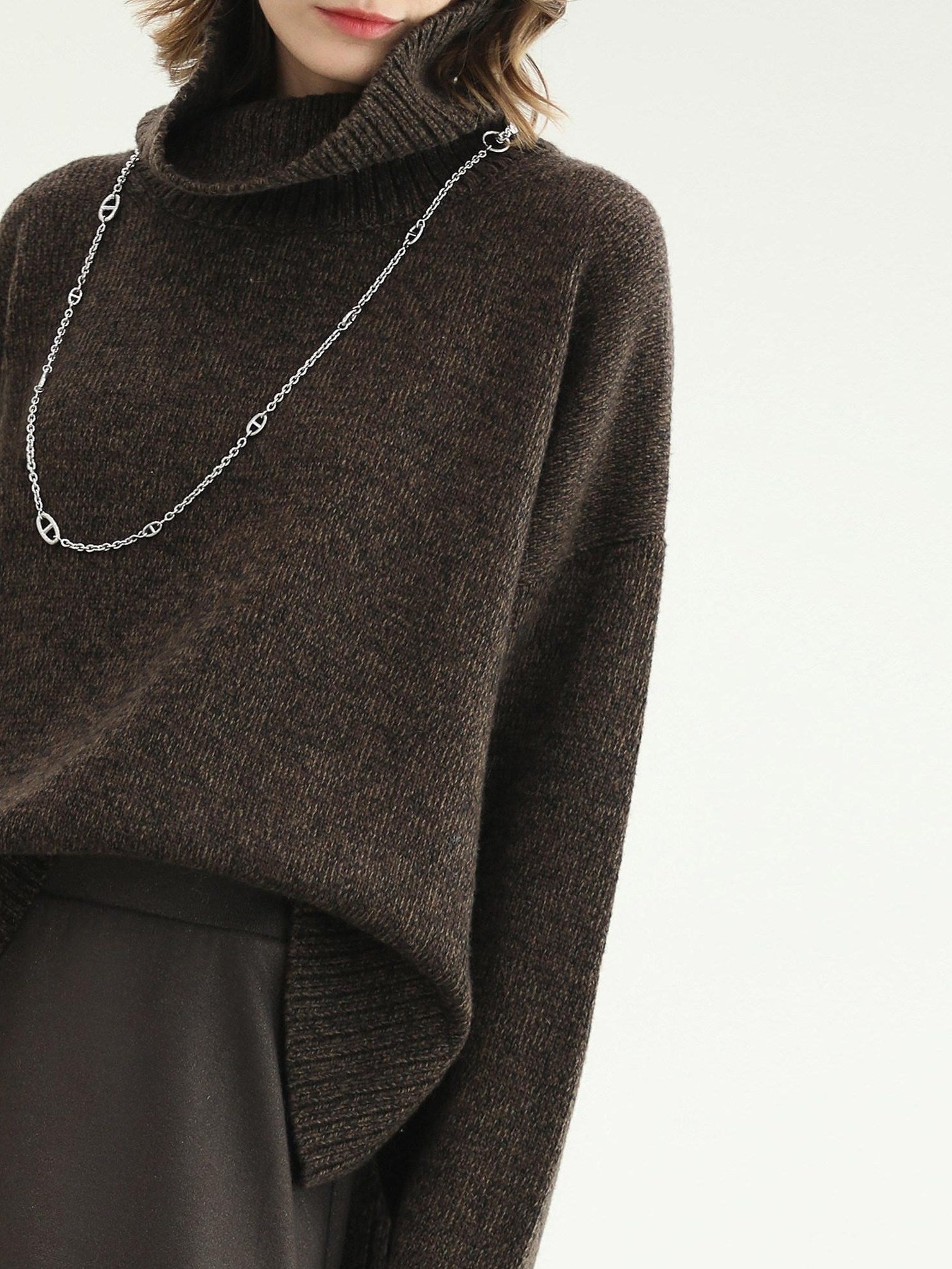 COCOBELLA Cozy Thick Turtleneck Relaxed Fit Commuter Office Knit Wool Blend Sweater