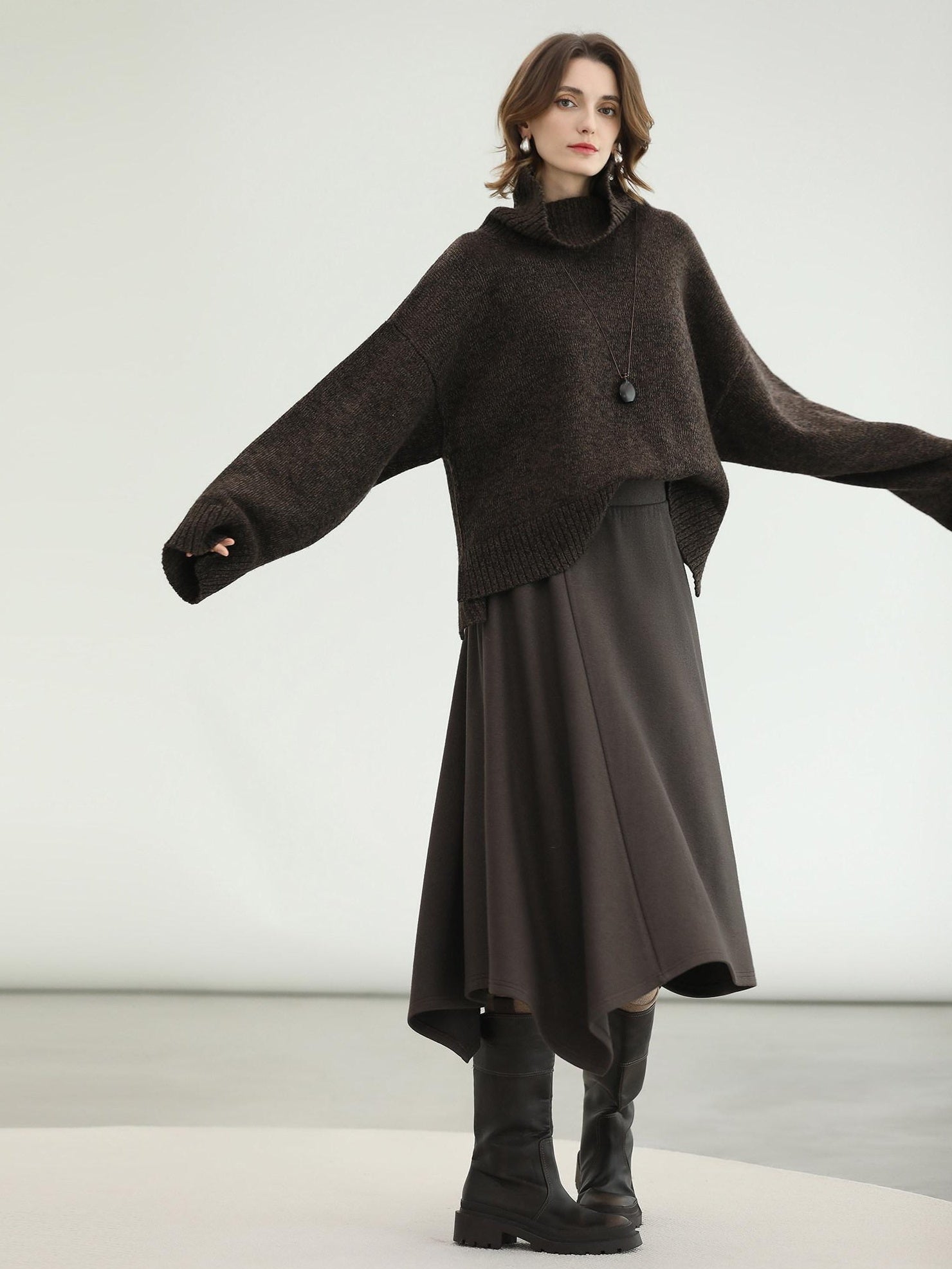 COCOBELLA Cozy Thick Turtleneck Relaxed Fit Commuter Office Knit Wool Blend Sweater