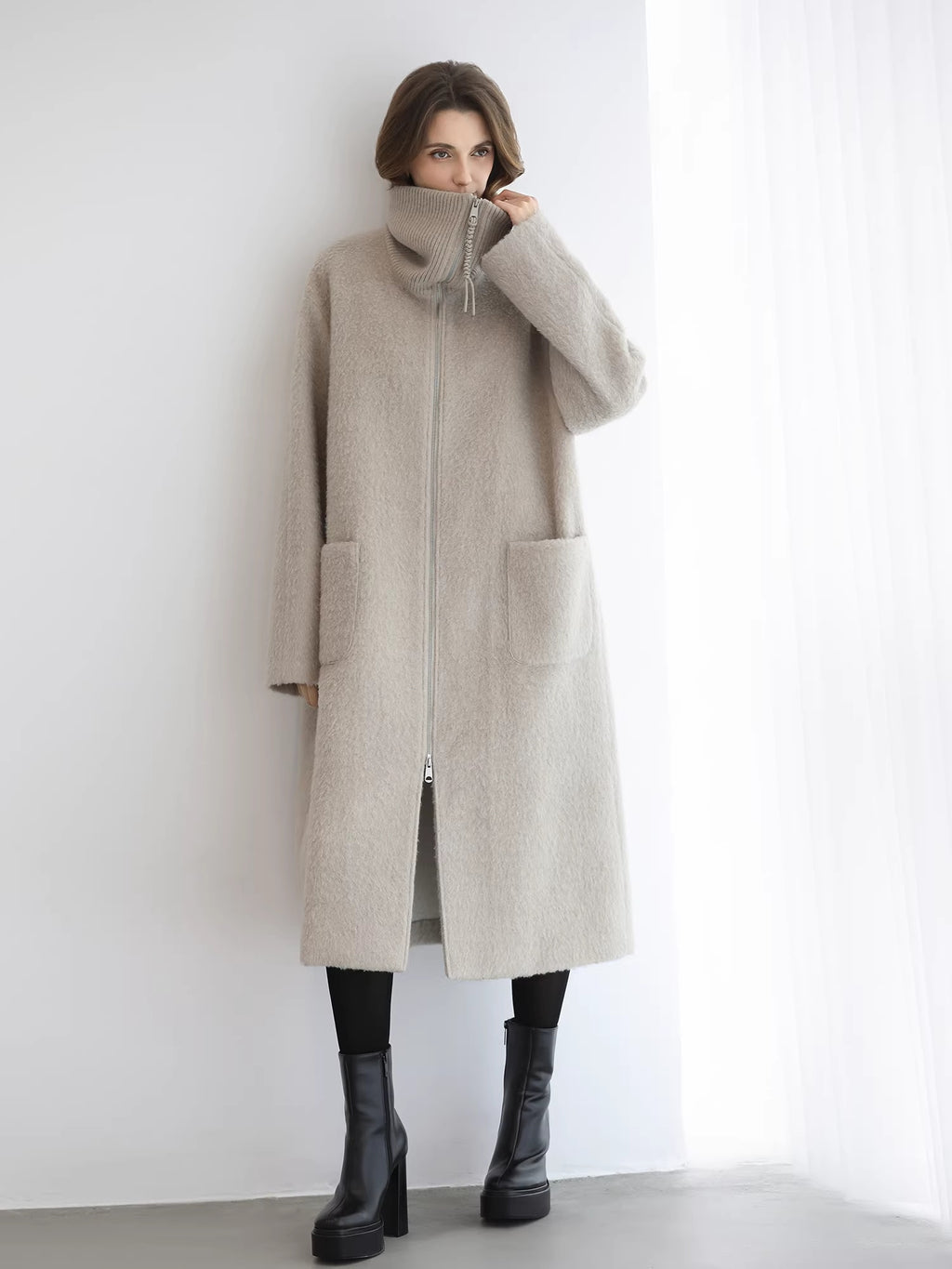COCOBELLA_Cozy_Wool_Blend_Relaxed_Fit_Stand_Collar_Long_Zipper_Pocket_Office_Oatmeal_Coats_MISSTT