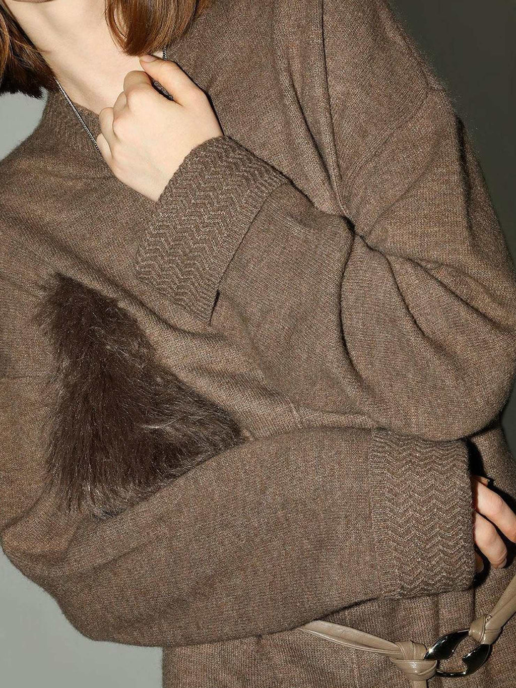 COCOBELLA Cozy Wool Blend Relaxed Knit H Line Jacquard Pullover Crewneck Workwear Dresses