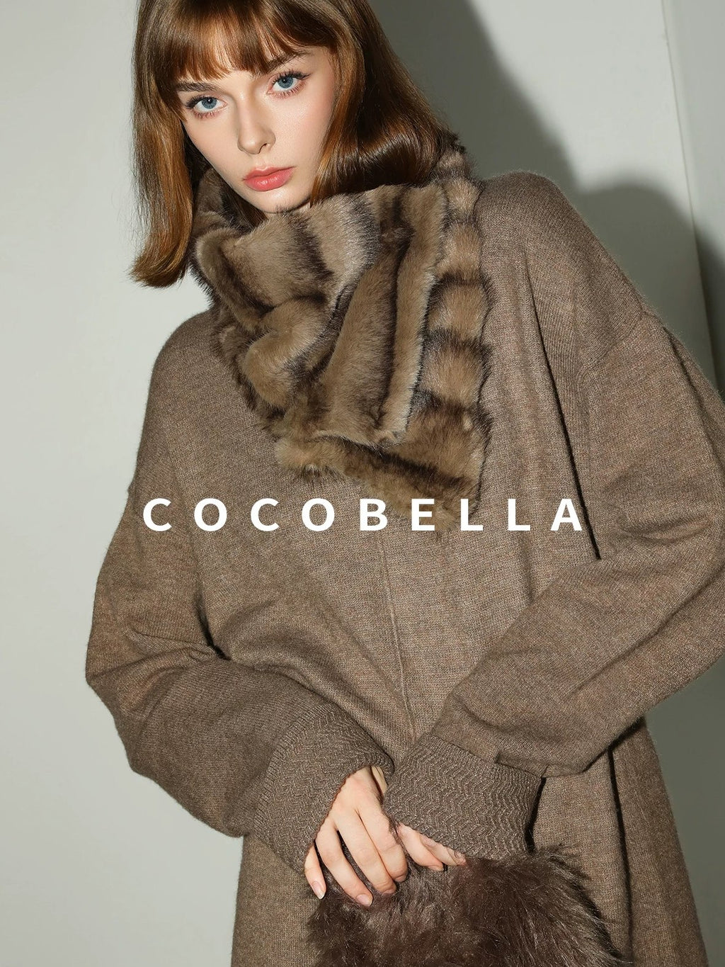 COCOBELLA Cozy Wool Blend Relaxed Knit H Line Jacquard Pullover Crewneck Workwear Dresses