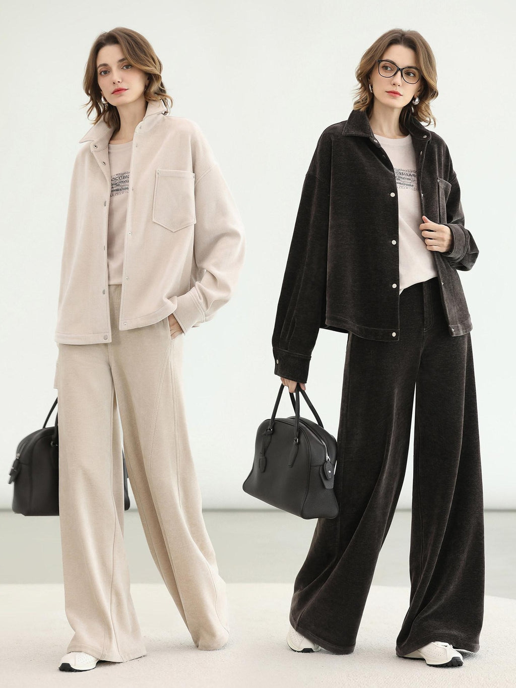 COCOBELLA Durable Loose Fit Lapel Button Pocket Women Commuter Long Sleeve Shirts