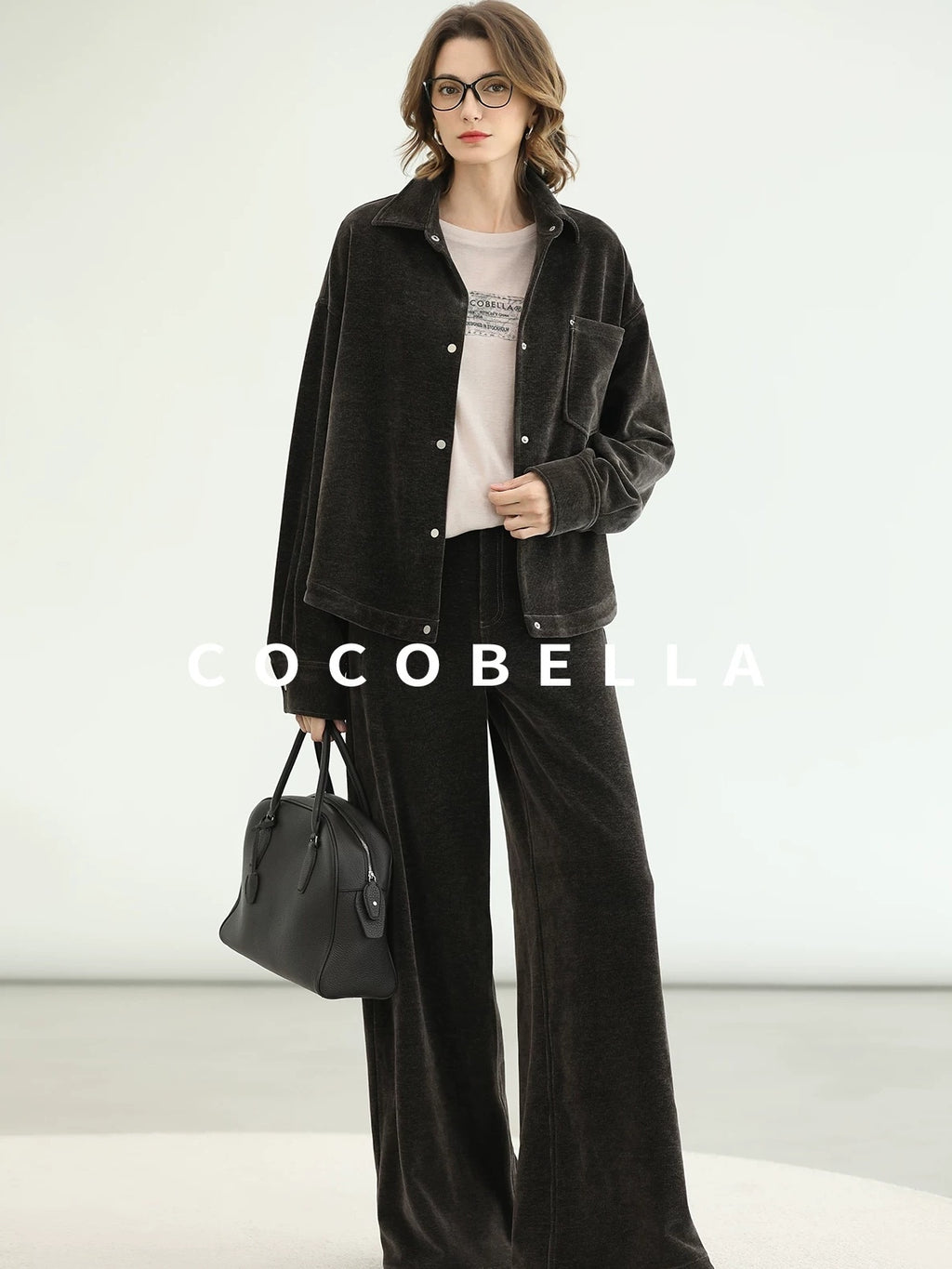COCOBELLA Durable Loose Fit Lapel Button Pocket Women Commuter Long Sleeve Shirts