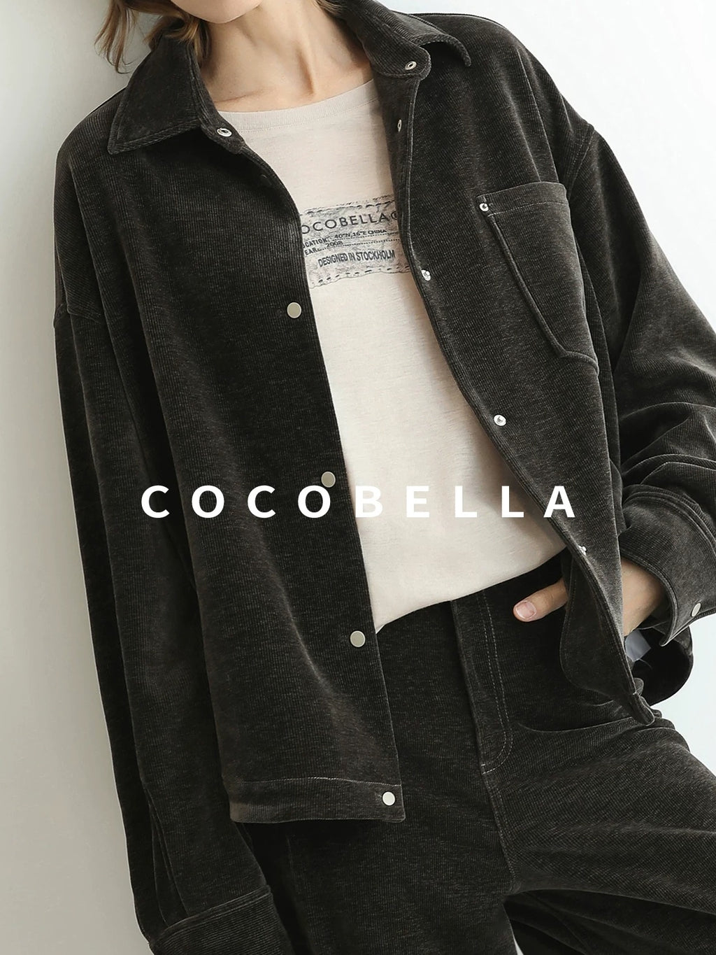 COCOBELLA Durable Loose Fit Lapel Button Pocket Women Commuter Long Sleeve Shirts