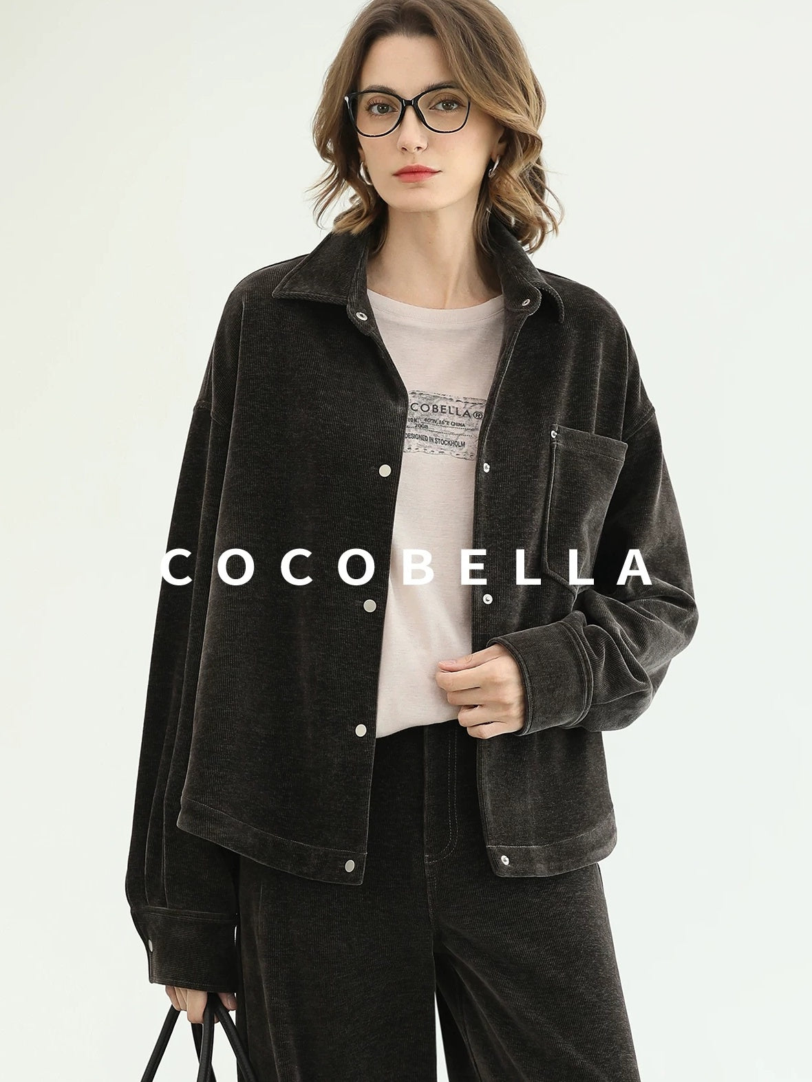 COCOBELLA Durable Loose Fit Lapel Button Pocket Women Commuter Long Sleeve Shirts
