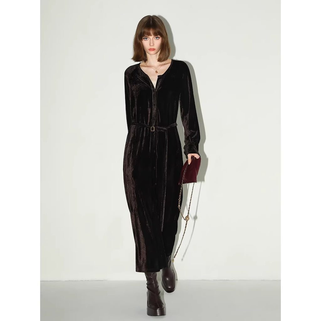 COCOBELLA_Elegant_Belted_Button_Lantern_Sleeves_Round_Neck_Office_Shirtdress_Shirts_MISSTT