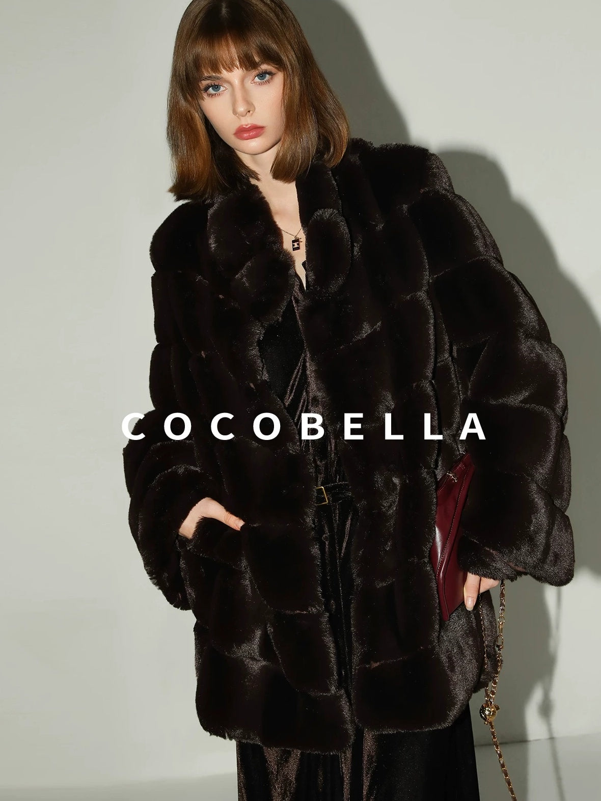 COCOBELLA Elegant Belted Button Lantern Sleeves Round Neck Office Shirtdress Shirts