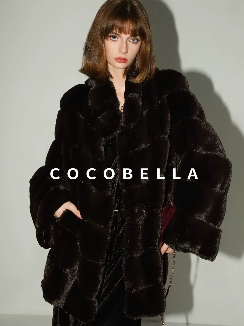 COCOBELLA Elegant Belted Button Lantern Sleeves Round Neck Office Shirtdress Shirts