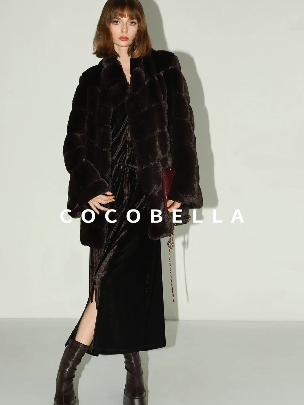 COCOBELLA Elegant Belted Button Lantern Sleeves Round Neck Office Shirtdress Shirts