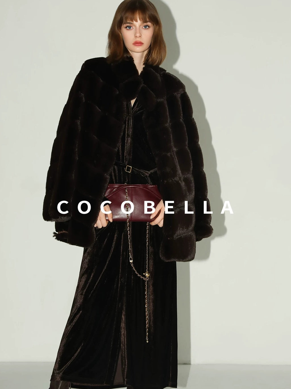 COCOBELLA Elegant Belted Button Lantern Sleeves Round Neck Office Shirtdress Shirts