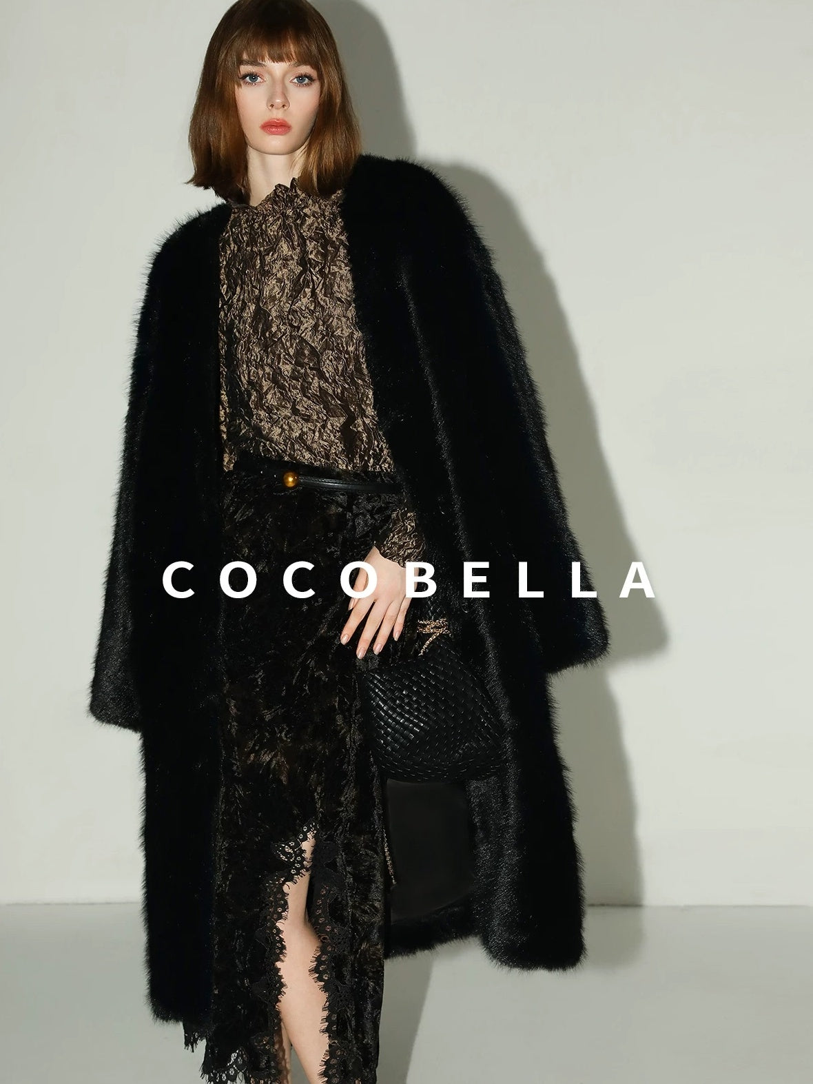 COCOBELLA Elegant Black Gold Lace Patchwork New Chinese Style Slim Mid Waist Midi Skirts