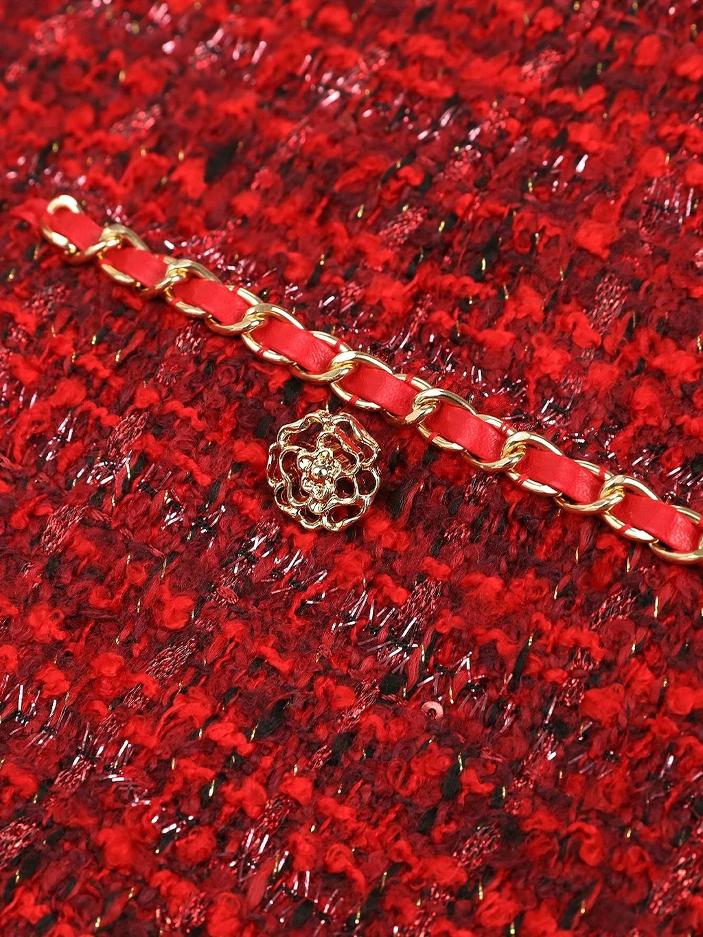 COCOBELLA Elegant Button Chain Pocket Mid Waist Pencil Short Women Polyester Skirts