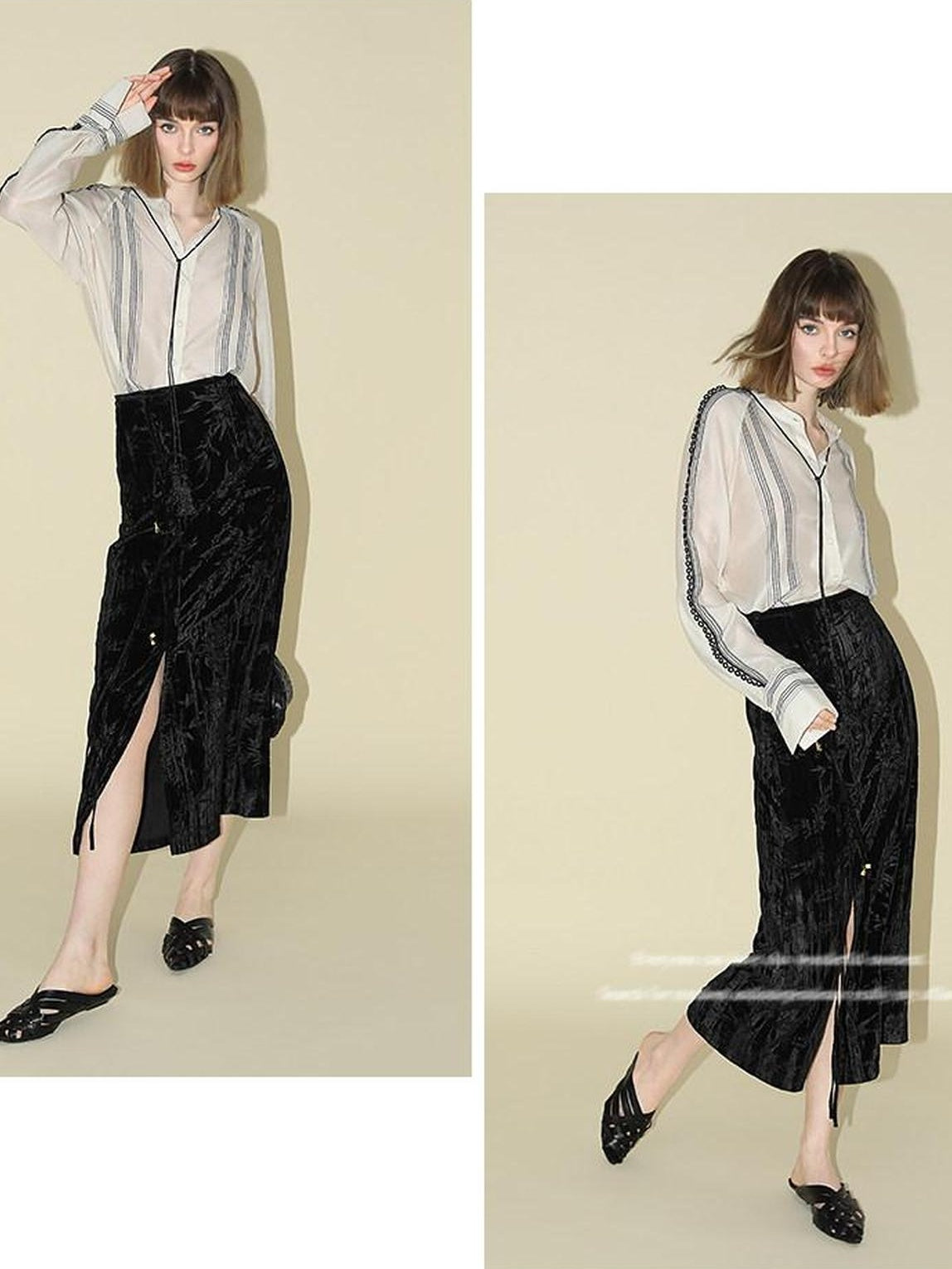 COCOBELLA Elegant Chinese Tie Waist 3D Trim Mid Rise A Line Polyester Women Skirts